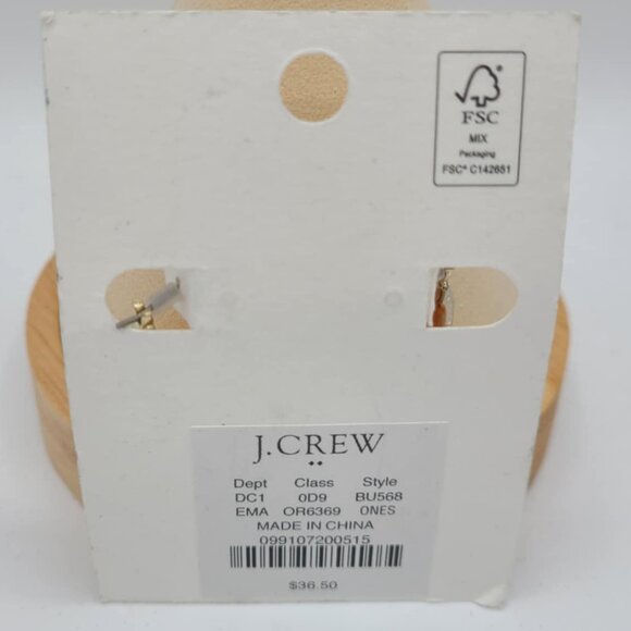 J Crew Factory Silver Tone Huggie Hoops with Orange Discs NWT!  NEW! - Picture 3 of 6
